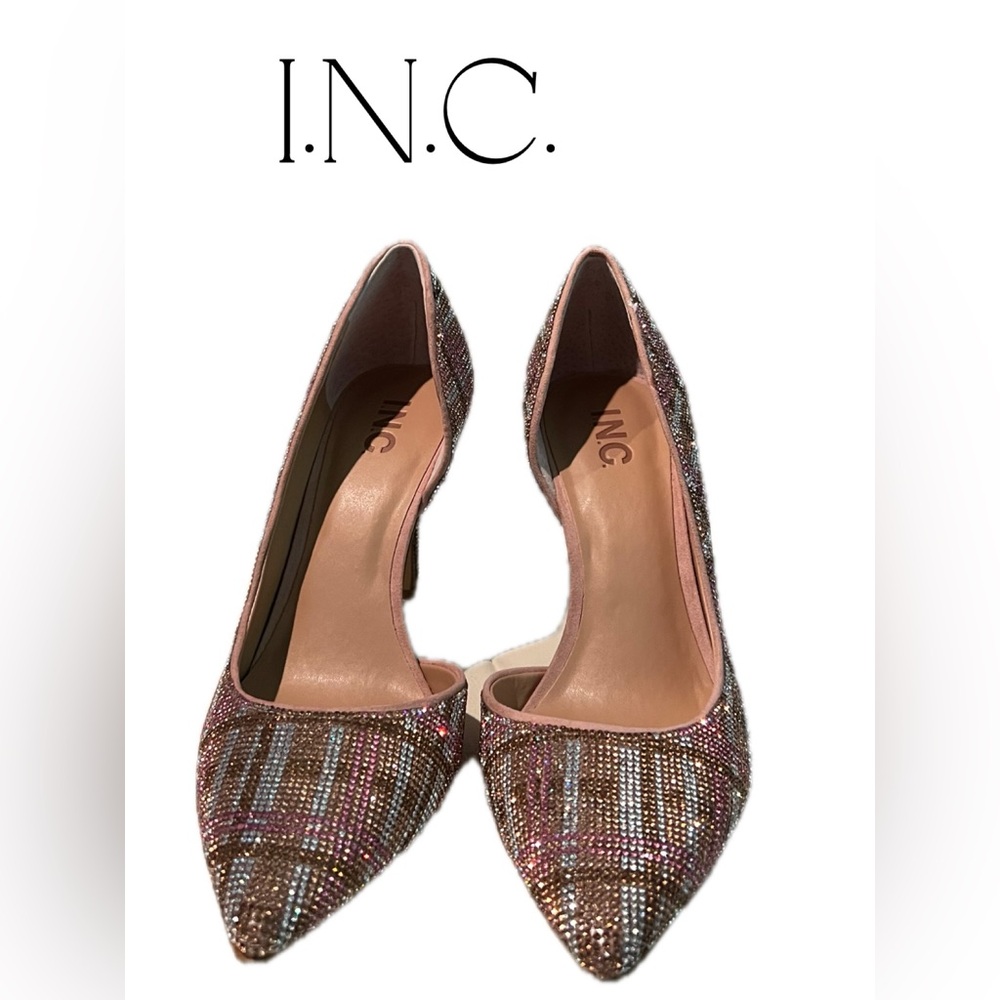 INC International Concepts Women's Pink Multicolor Embellished Pointed-Toe Pumps